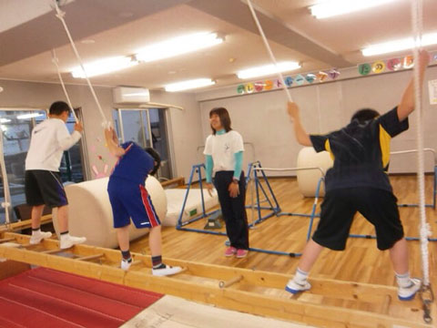 ハシゴの上でご挨拶